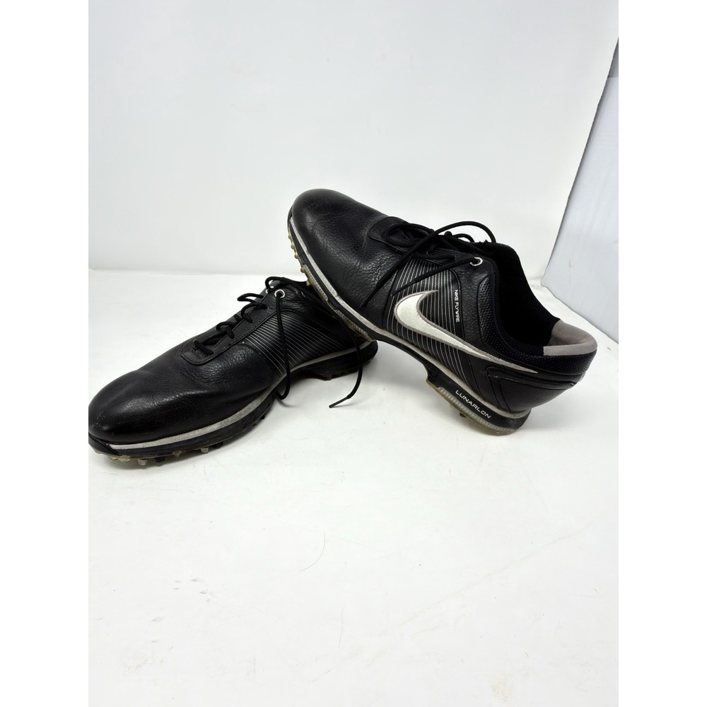 Nike Lunar Control Golf Shoes Mens 8 Black‎ Silver Spiked 418471-001